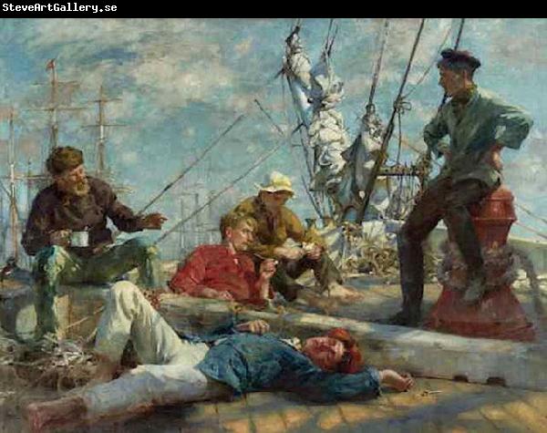 Henry Scott Tuke The midday rest sailors yarning